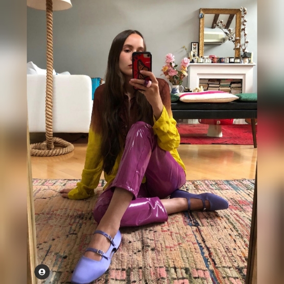 Simon Miller Vegan Patent Leather Straight Leg Pant in Magenta Purple NEW - Picture 10 of 16